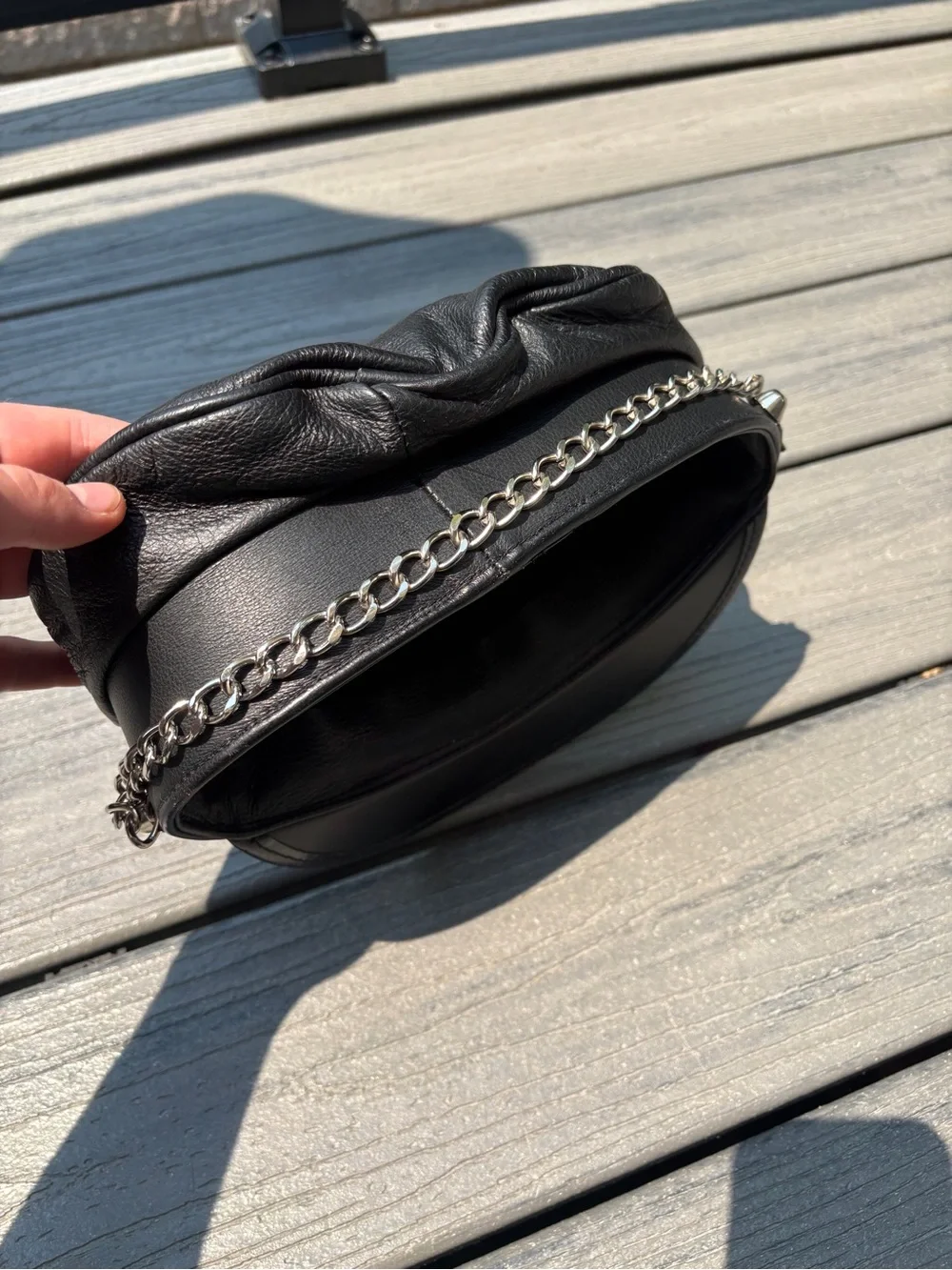 bebe Black Studded Leather Captain's Cap